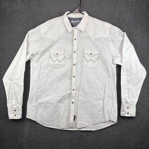 Wrangler Retro Premium Men's White Long Sleeve Western Snap Button Shirt XXL